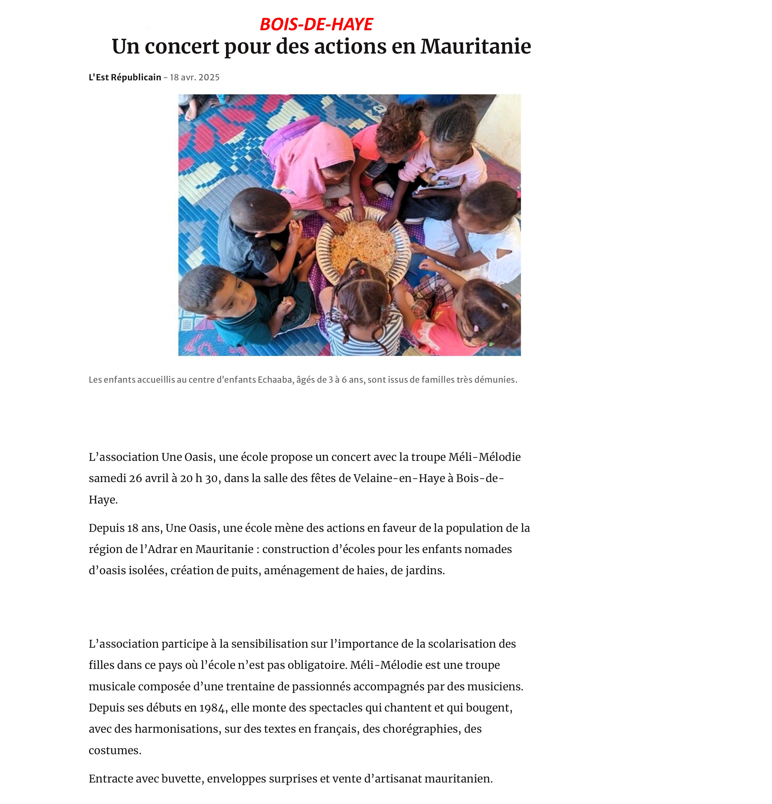 2025.04.18 Article ER annonce concert Bois de Haye